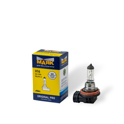 лампа МАЯК H16 12V 19W PGJ19-3 ORIGINAL PRO арт. 02116