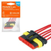 колодка соединительная AIRLINE 6 pin (мама) с проводами для жгута форсунок ГАЗ Газель, УАЗ 452 AECC209