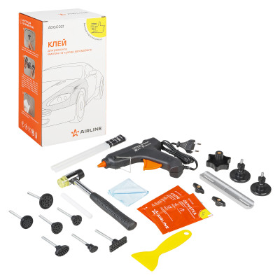 клей AIRLINE для ремонта вмятин (набор: полимер. 2 шт., салф. с растворителем 4 шт., вспомог.материалы) ADGC021