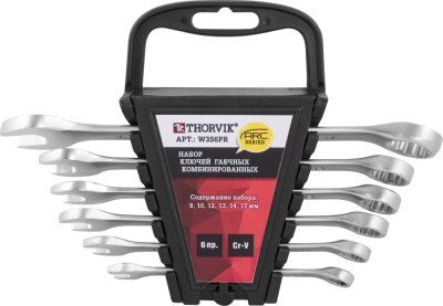 набор ключей THORVIK комбинированных 6 предм. (8,10,12,13,14,17мм) серии ARC на держателе арт.W3S6PR