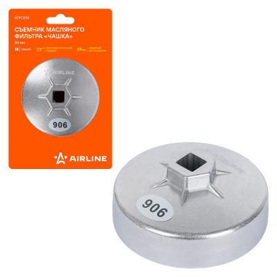 съемник масляного фильтра AIRLINE "Чашка" 84мм, 18 граней ATFC013
