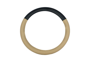 оплетка CARPETELLI на руль M кожа Classic (черная кожа гладкая 30%, перфорация бежевая 70%, бежевая нить) арт. CA023-СPBgBg