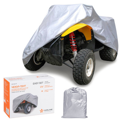 Чехол-тент на квадроцикл AIRLINE защитный, разм. М (208*122*80см), серый, универсальн. AC-QC-07