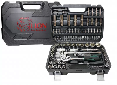 набор инстр. LION TOOLS CR-V универсальный 108 предметов 6 гран. 1/4", 1/2"DR в кейсе арт.108-CR-V