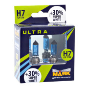 лампа МАЯК Н7 12V 55W PX26d ULTRA Super White +30% (ком-т 2шт.) арт. 82720SW+30