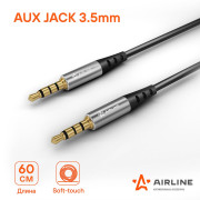 кабель Aux AIRLINE 3.5 mm Jack - 3.5 mm Jack 0,6м, черный ACH-AUX-60