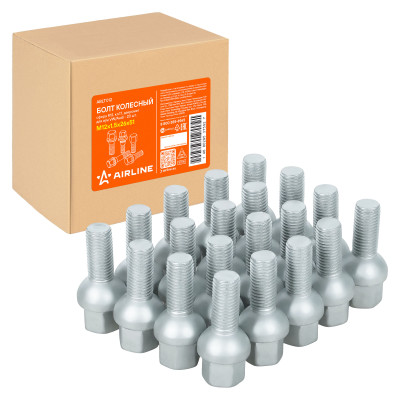 болт колесный AIRLINE M12x1,5x26x51, сфера R12, кл.17, дакромет для а/м VW/Audi ABLT012