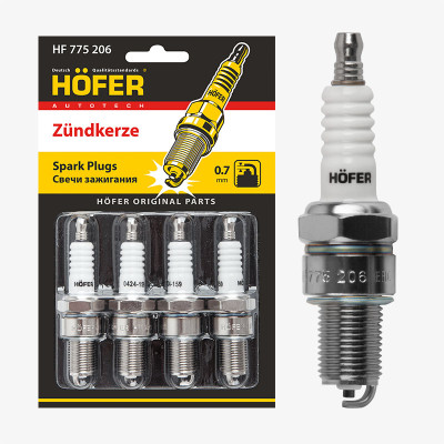 свечи HOFER для а/м LADA 2101-2108 карб. (0,7мм, R) (блист. 4 шт.) (ан.BPR6ES) HF 775 206