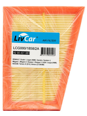 фильтр воздушный LivCar для а/м RENAULT LOGAN/MEGANE/LAGUNA/CLIO II//LADA LARGUS 1.4/1.6 16V LCG000/1858/2A