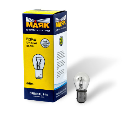 лампа МАЯК P21/4W 12V 21/4W BAZ15d ORIGINAL PRO (упак. 10шт.) арт. 01214/10