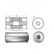 Глушитель CBD основной универсальный CBD430.014. нерж. сталь, Круг D186, L350. Отв. по центру, под трубу 50±2мм.