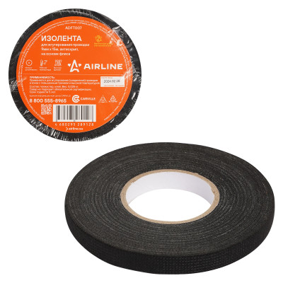 изолента AIRLINE для жгутирования проводки 9 мм*15 м, антискрип, на осн. флиса ADFT007