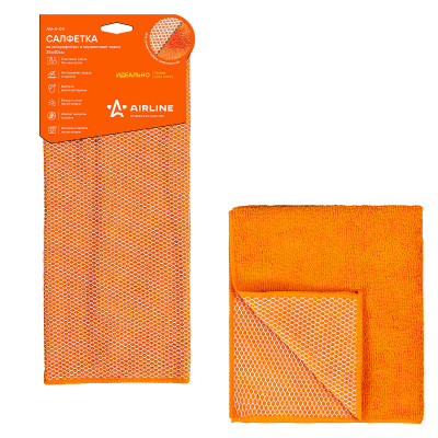 салфетка AIRLINE из микрофибры и коралловой ткани (оран.) 35*40 АВ-А-04