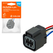 колодка соединительная AIRLINE 6 pin с проводами для блока фар Chevrolet, Daewoo, Geely, KIA, Hyundai AECC104