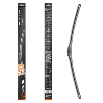 щетка с/о AIRLINE бескаркасная PREMIUM 600мм (24") 5 адаптеров AWBP011