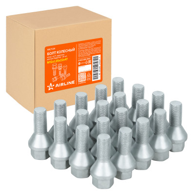 болт колесный AIRLINE M12x1,25x22x47, конус, кл.17, дакромет для а/м Лада/Fiat ABLT024