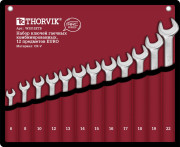 набор ключей THORVIK комбинированных 12 предм. EURO (6,8,10,12,13,14,15,16,17,18,19,22мм) серии ARC в сумке арт.W3S12ETB