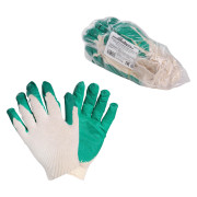 перчатки AIRLINE ХБ с латексным покрытием ладони, зеленые, 13 класс, (к-т 5 пар) (AWG-C-07)