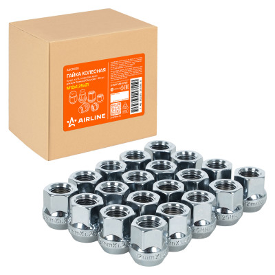 гайка колесная AIRLINE M12x1,25x21, конус, кл.17, открытая, хром для а/м Daewoo/Chevrolet ASCR028