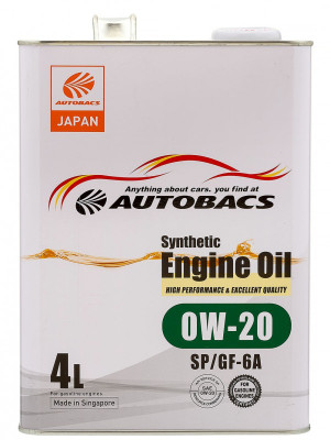масло моторное AUTOBACS ENGINE OIL SYNTHETIC 0W20 SP/GF-6A 4л (Сингапур) A00032424