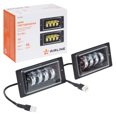 фара светодиодная AIRLINE четкая свет.граница для а/м Лада 2110-15, 48Вт Бел, 174x85x60мм, кмпл 2шт. ALED068