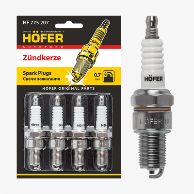свечи HOFER для а/м LADA 2108-2110 карб. (0,7мм, R, Cu) (блист. 4 шт.) (ан.BPR6ES) HF 775 207