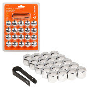 колпачки на колесные болты/гайки AIRLINE 19 мм, хром, пластик, 20 шт.+ съёмник AWBN08