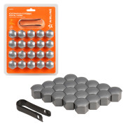 колпачки на колесные болты/гайки AIRLINE 21 мм, серые матовые, пластик, 20 шт.+ съёмник AWBN16