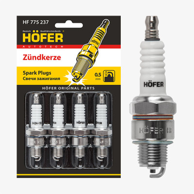 свечи HOFER для а/м ГАЗ/УАЗ с дв. ЗМЗ-402.1/4021.1 (0,5мм) (блист. 4 шт.) (ан.BP5HS) HF 775 237
