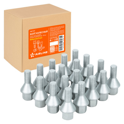 болт колесный AIRLINE M14x1,5x27x63, конус, кл.21, дакромет для а/м Peugeot/Citroen ABLT027