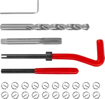 набор для восстановления резьбы THORVIK M8x1.25 (25 предметов) арт.TRIS8125