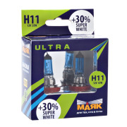 лампа МАЯК H11 12V 55W PGJ19-2 ULTRA Super White +30% (ком-т 2шт.) арт. 82110SW+30