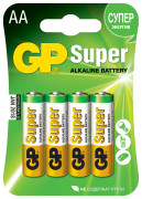 батарейка GP Super Alkaline алкалиновая LR06/AA 1.5V BP4 (4 шт/уп.) 02706
