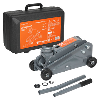 домкрат AIRLINE подкатной гидравлический 2.5т компактный в кейсе (367мм*165мм*165мм MIN - 145 мм, MAX - 395 мм) AJ-2.3F-380L
