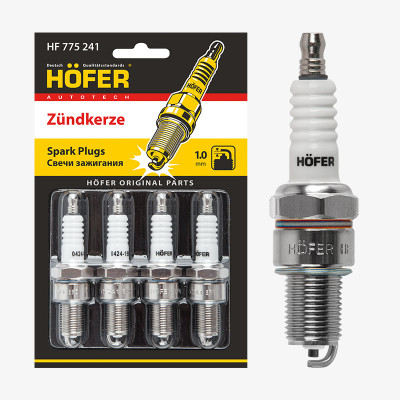 свечи HOFER для а/м ГАЗ/УАЗ с дв. ЗМЗ-405/406/409 (1мм, R, Cu) (блист. 4 шт.) (ан.BPR5ES-11) HF 775 241