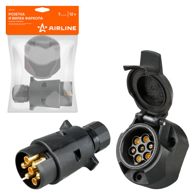 розетка и вилка фаркопа AIRLINE 12В 7 контактов пластик комплект (вилка с гайкой) ATE-46
