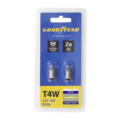 лампа GOODYEAR T4W 12V 4W BA9s (блистер к-т 2шт.) GY012203