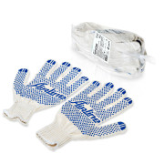 перчатки AIRLINE ХБ с ПВХ покрытием, белые, 46 гр., (к-т 5 пар), 140Т/7,5-8 класс (AWG-C-01)