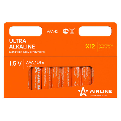 батарейка AIRLINE алкалиновая LR03/AAA, 12 шт/уп. AAA-12