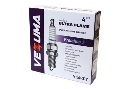 свечи VEZUMA для а/м CHEVROLET / DACIA / DAEWOO / LADA / OPEL / RENAULT (2-х электр.) (упак. 4 шт.) "Premium X" арт. VK6RDY
