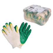 перчатки AIRLINE ХБ с двойным латексным покрытием ладони, зеленые, 13 класс, (1 пара) (AWG-C-08)