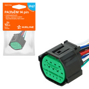колодка соединительная AIRLINE 14 pin с проводами для фары головного света Hyundai Solaris, KIA Ceed AECC106