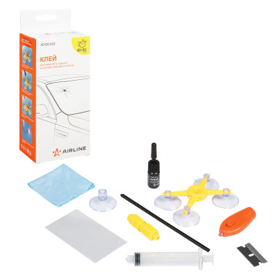 клей AIRLINE для ремонта трещин и сколов лобового стекла (набор: UV 6 мл., вспомог.материалы) ADGC023