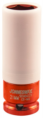 головка JonnesWay ударная глубокая торцевая 1/2"DR тонкостенная для легкосплавных колесных дисков 21мм арт.S03AD4321