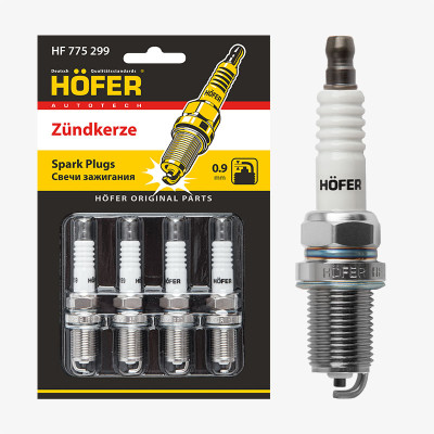 свечи HOFER для а/м Renault Logan (08-)/Nissan Almera G15 (12-) (0,9мм) (блист. 4 шт.) (ан.BKR6EZ) HF 775 299