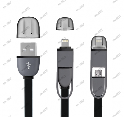 кабель USB  SAPFIRE (рулетка) 2 в 1 с разъёмом USB, micro USB, 8 PIN, Micro SAPFIRE Mobile SAM-0937