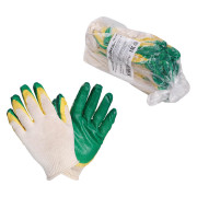 перчатки AIRLINE ХБ с двойным латексным покрытием ладони, зеленые, 13 класс, (к-т 5 пар) (AWG-C-09)