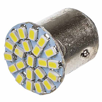 светодиод SKYWAY S25/5(P21/5W) 12V 22 SMD диода с цок. белая (габ., стоп., поворот, зад. против. фар., фонар. зад. ход.) S08201062