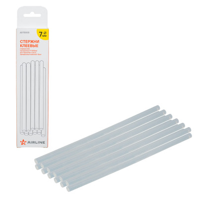 стержни клеевые (термоклей) AIRLINE 7*200мм для термопистолета, прозрачные, компл.12шт., коробка ADTS003
