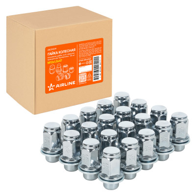 гайка колесная AIRLINE M12x1,5x47, несъемная шайба, кл.21, закрытая, хром для а/м Toyota/Lexus ASCR009
